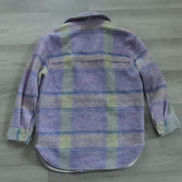 ARITZIA WILFRED THE GANNA shirt jacket purple plaid wool pockets M preppy fall - Picture 8 of 10